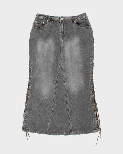 Vintage Y2k 00s Lace-up Denim Skirt - S