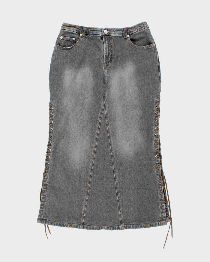 Vintage Y2k 00s Lace-up Denim Skirt - S