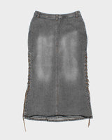 Vintage Y2k 00s Lace-up Denim Skirt - S