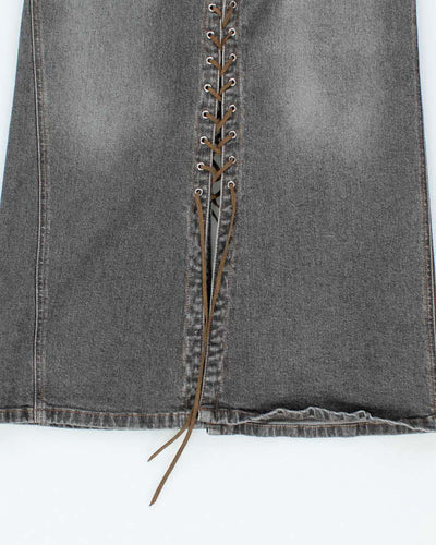 Vintage Y2k 00s Lace-up Denim Skirt - S