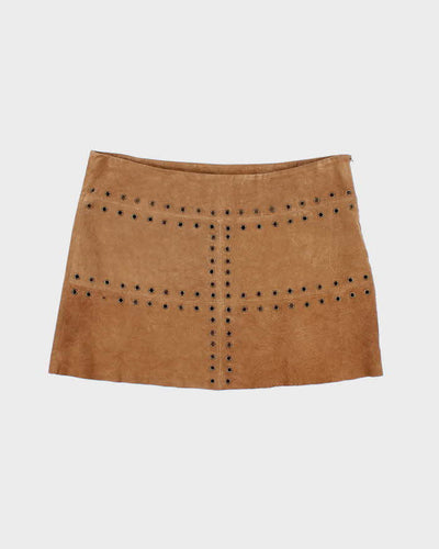 Vintage 90s Le Chateau Suede Eyelet Mini Skirt - M