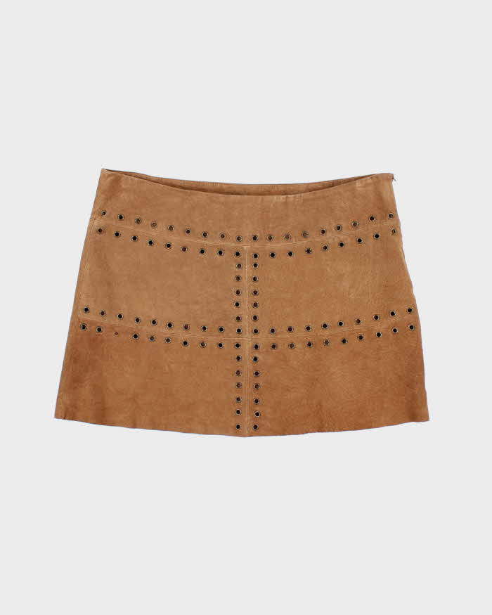 Vintage 90s Le Chateau Suede Eyelet Mini Skirt - M