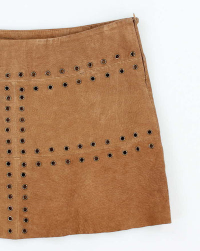 Vintage 90s Le Chateau Suede Eyelet Mini Skirt - M