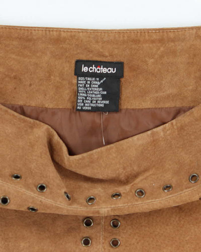 Vintage 90s Le Chateau Suede Eyelet Mini Skirt - M
