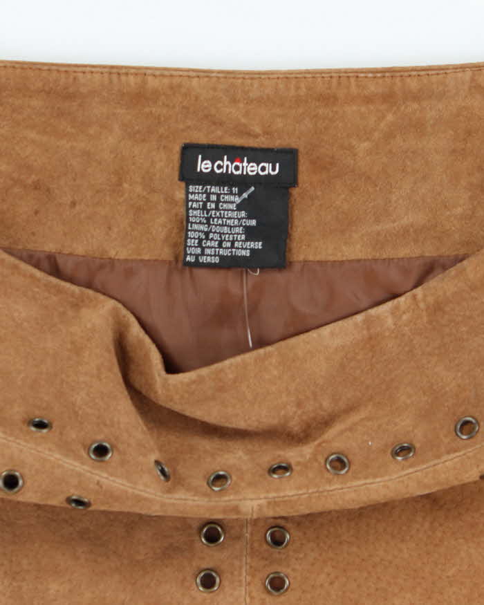 Vintage 90s Le Chateau Suede Eyelet Mini Skirt - M