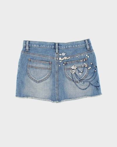 Vintage Y2k 00s Guess Embellished Denim Mini Skirt - XS