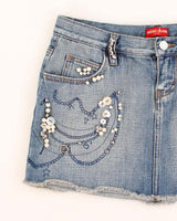 Vintage Y2k 00s Guess Embellished Denim Mini Skirt - XS