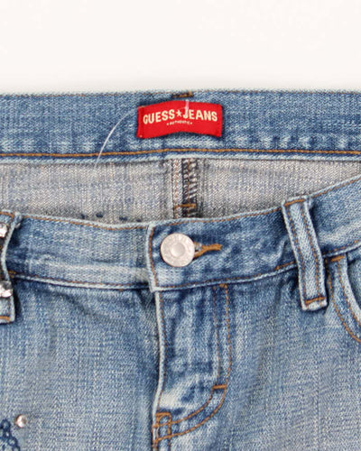 Vintage Y2k 00s Guess Embellished Denim Mini Skirt - XS