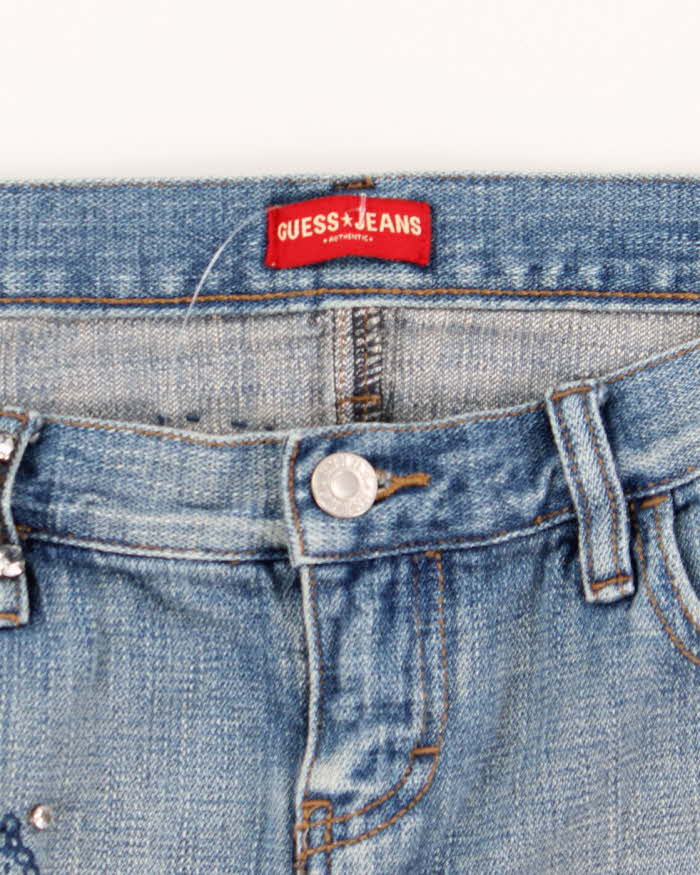 Vintage Y2k 00s Guess Embellished Denim Mini Skirt - XS