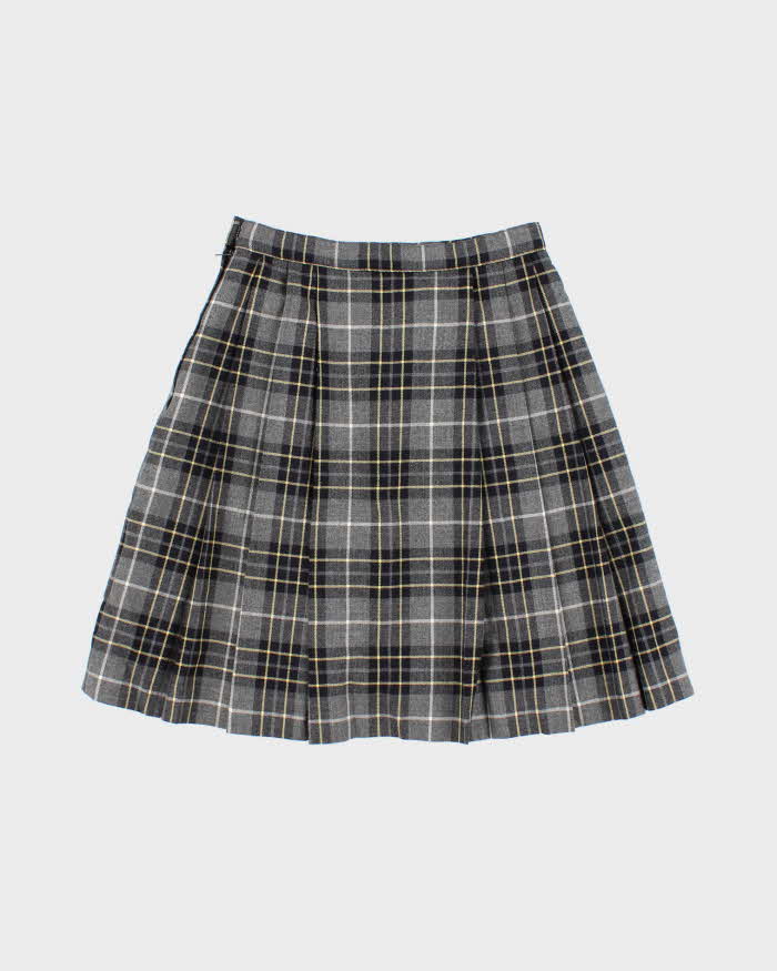 Vintage Burberry Checked Pleated Wool Skirt - XS