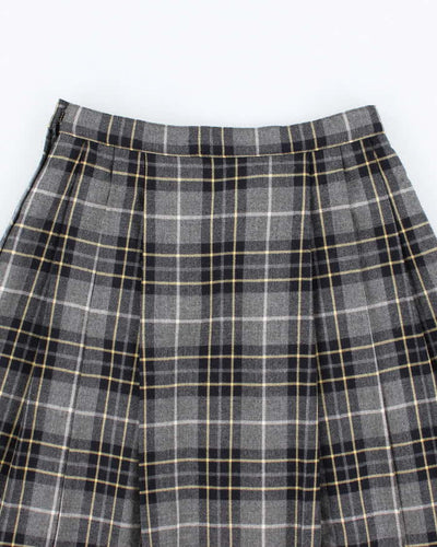 Vintage Burberry Checked Pleated Wool Skirt - XS