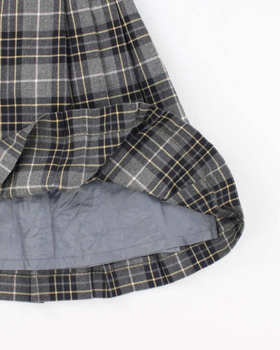 Vintage Burberry Checked Pleated Wool Skirt - XS
