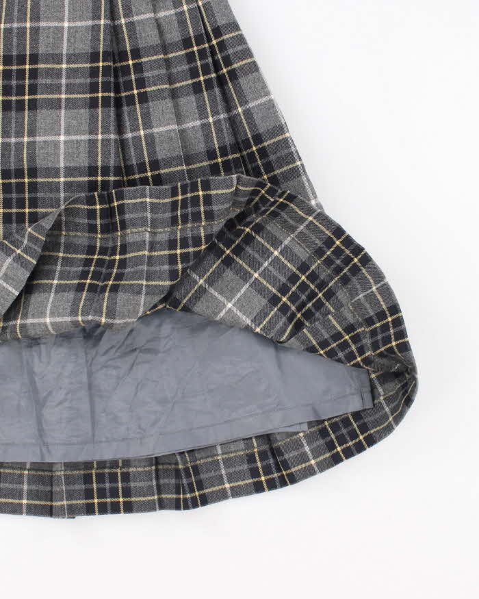 Vintage Burberry Checked Pleated Wool Skirt - XS