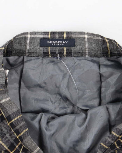 Vintage Burberry Checked Pleated Wool Skirt - XS