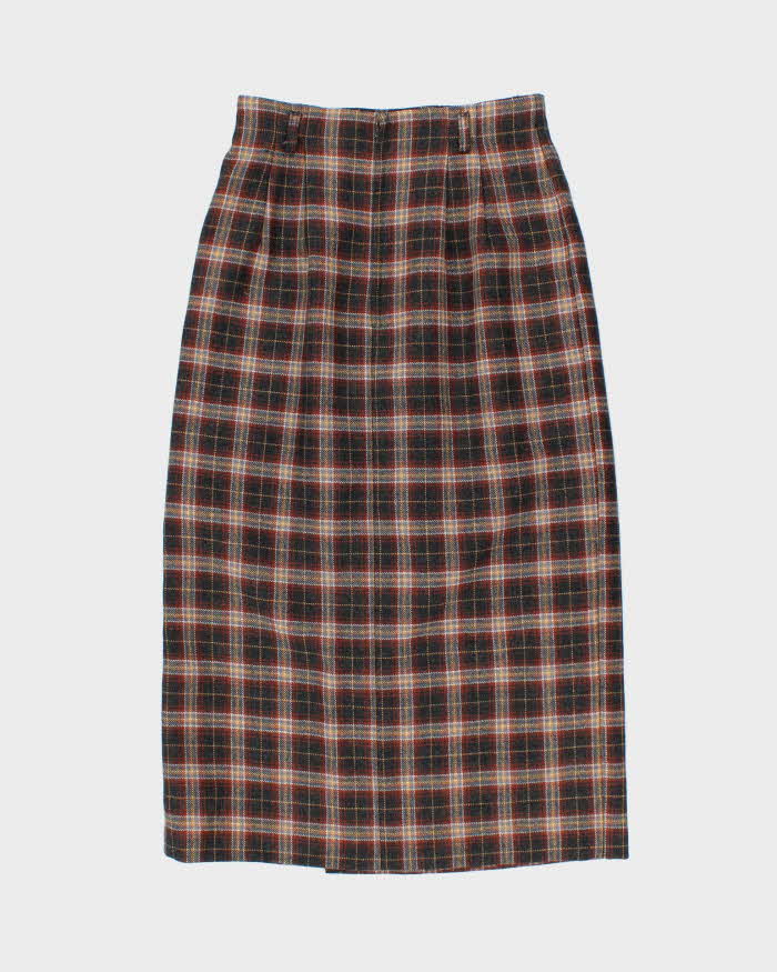 Vintage Wool Checked Long Skirt - XS