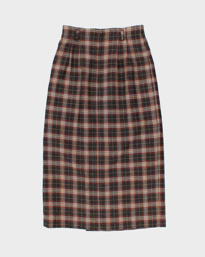 Vintage Wool Checked Long Skirt - XS