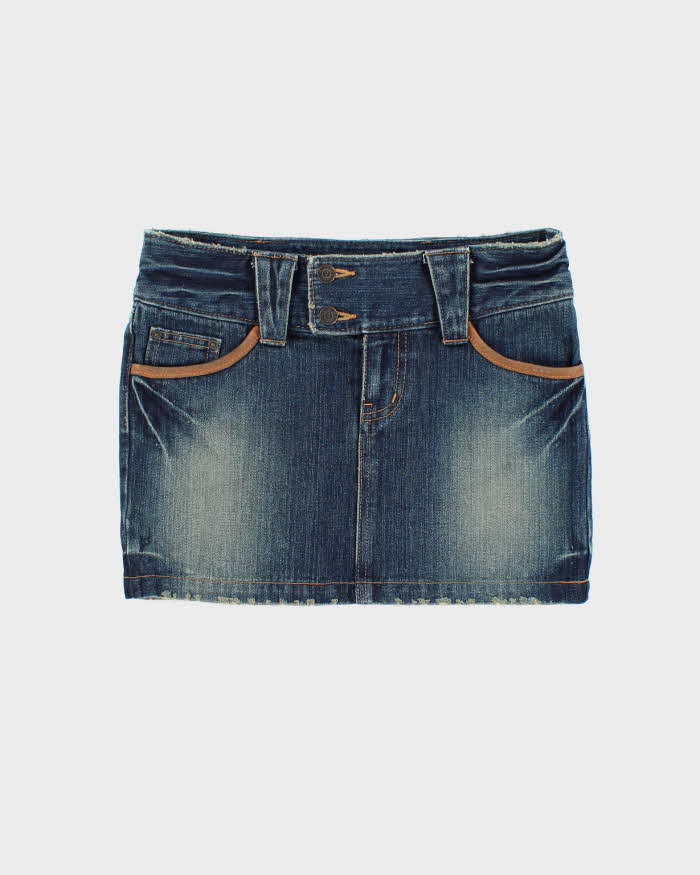 Vintage Y2k 00s Rose Bullet Denim Mini Skirt - S