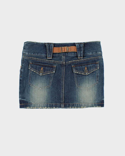 Vintage Y2k 00s Rose Bullet Denim Mini Skirt - S