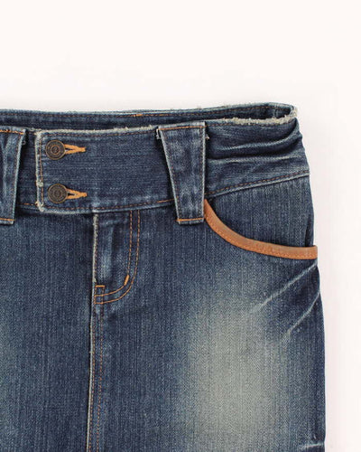 Vintage Y2k 00s Rose Bullet Denim Mini Skirt - S