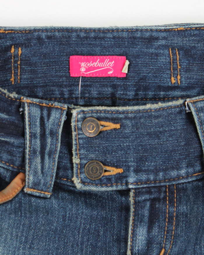 Vintage Y2k 00s Rose Bullet Denim Mini Skirt - S