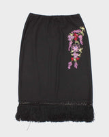 Vintage 90s 00s Bianca Nygard Black Tassel Midi Skirt - S