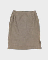 Vintage 1990s Valentino Beige and Black Houndstooth Midi Skirt - XS