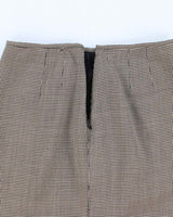 Vintage 1990s Valentino Beige and Black Houndstooth Midi Skirt - XS