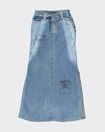 Vintage Y2k 00s  Belted Demim Maxi Skirt - S