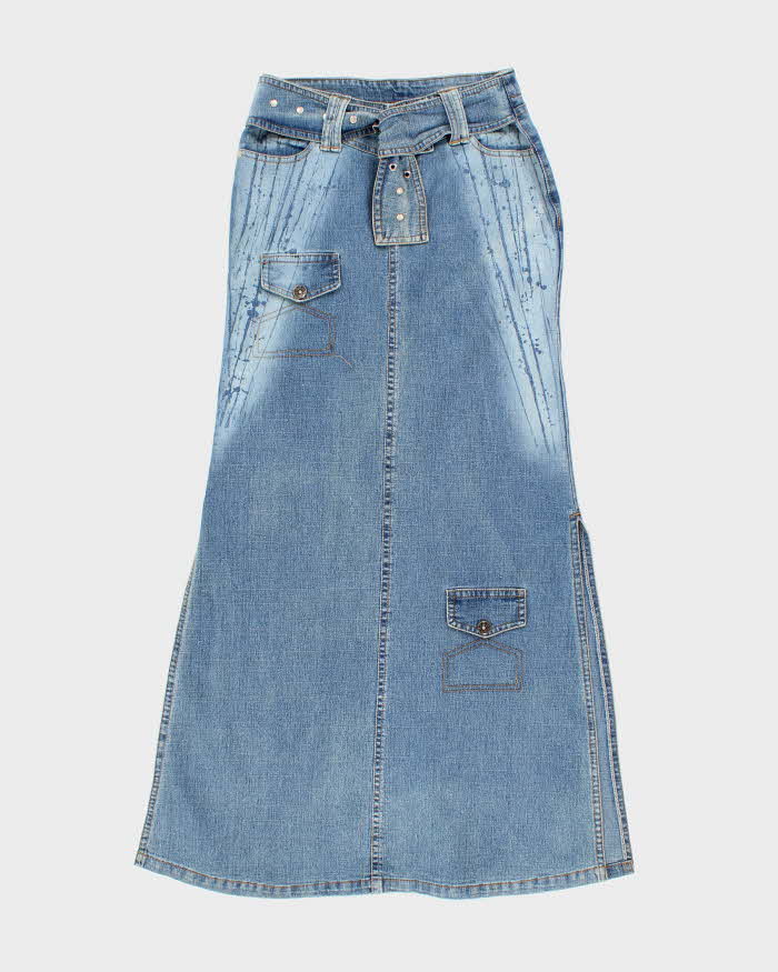 Vintage Y2k 00s  Belted Demim Maxi Skirt - S