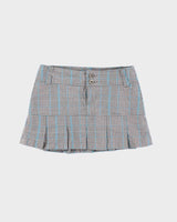Y2K Garage Blue Plaid Mini Skirt - XS