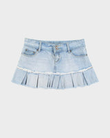 Y2K Garage Demin Pleated Mini Skirt - M