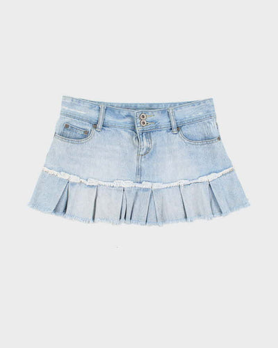 Y2K Garage Demin Pleated Mini Skirt - M