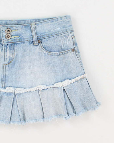 Y2K Garage Demin Pleated Mini Skirt - M