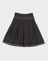 Baimijier Thick Black Lined Embroidered Skirt - XXS