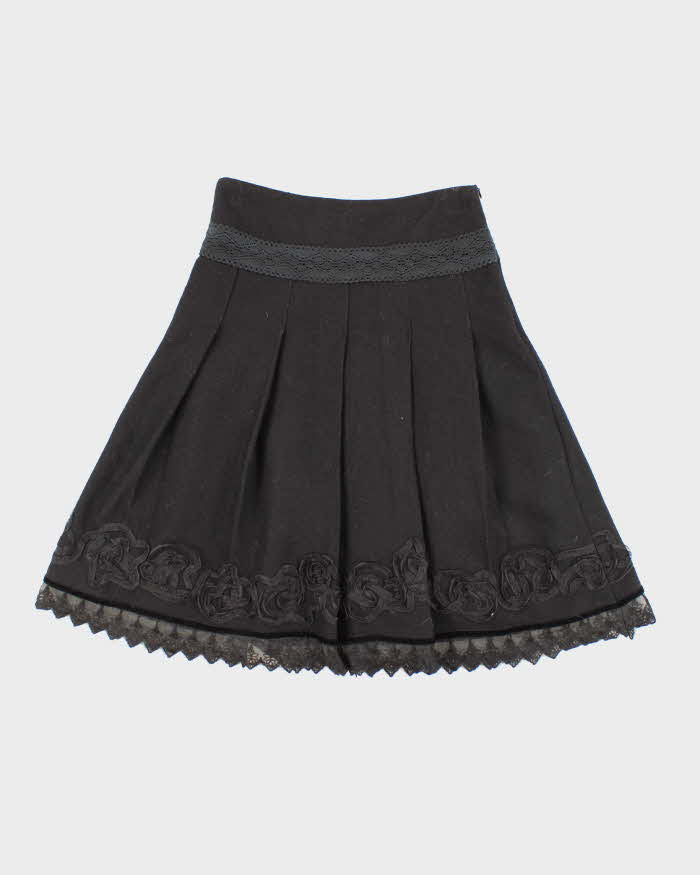 Baimijier Thick Black Lined Embroidered Skirt - XXS