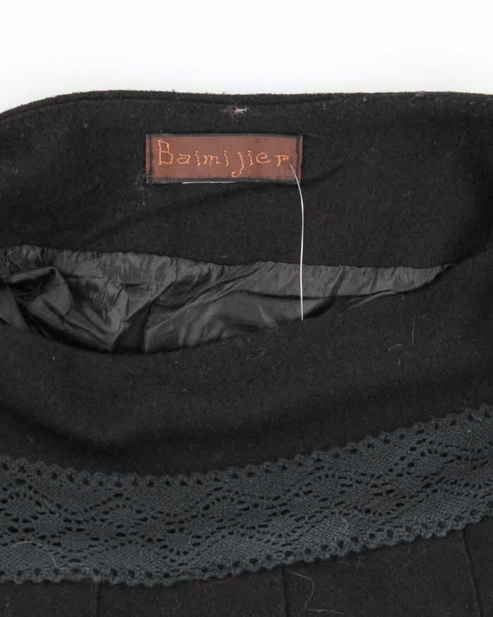 Baimijier Thick Black Lined Embroidered Skirt - XXS