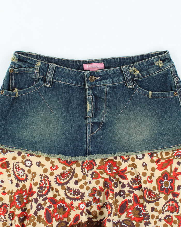 Vintage Y2k 00s Pinky Denim Ruffle Hem Skirt - S