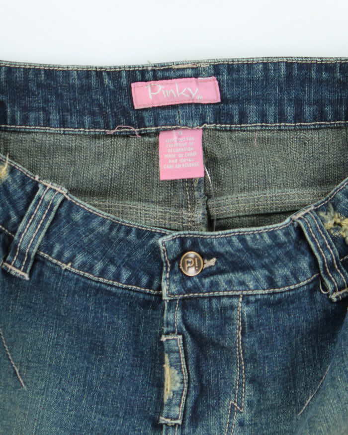 Vintage Y2k 00s Pinky Denim Ruffle Hem Skirt - S