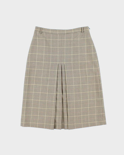 Vintage 00s Deco Wool Checked Skirt - XS