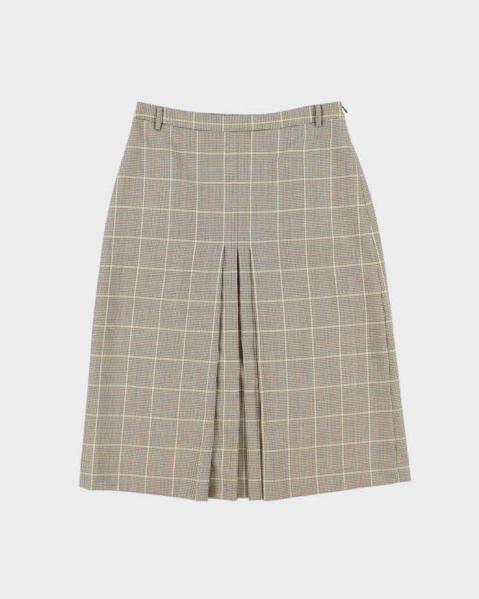 Vintage 00s Deco Wool Checked Skirt - XS