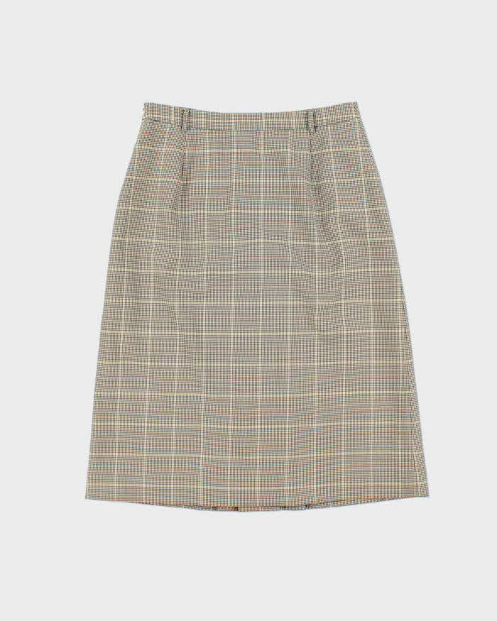 Vintage 00s Deco Wool Checked Skirt - XS