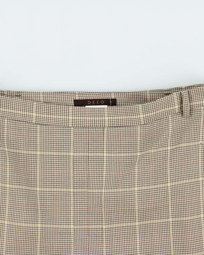 Vintage 00s Deco Wool Checked Skirt - XS