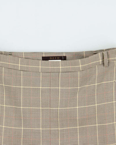 Vintage 00s Deco Wool Checked Skirt - XS
