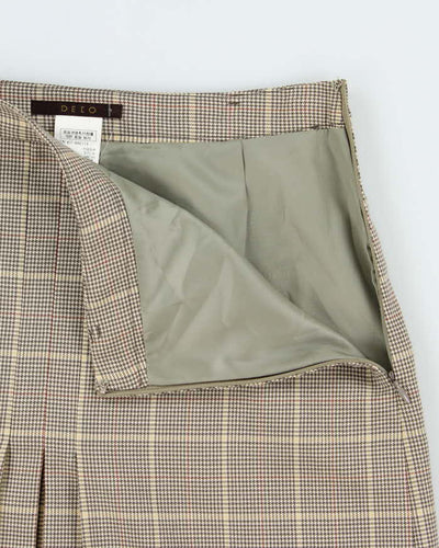 Vintage 00s Deco Wool Checked Skirt - XS