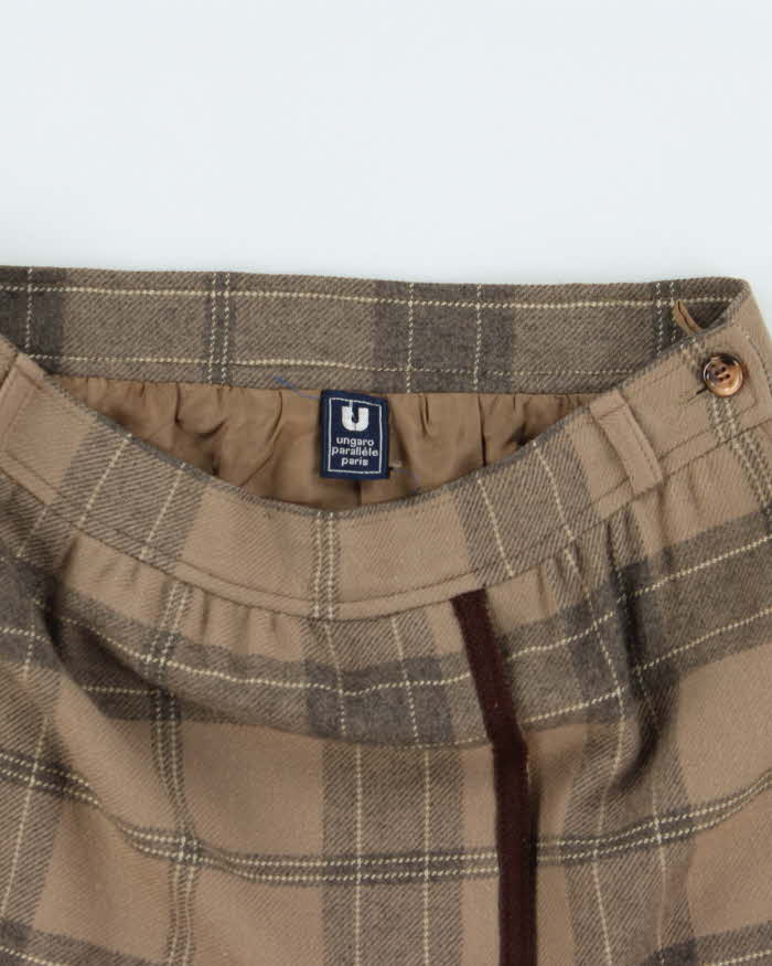 Vintage Ungaro Parallele Check Wool Blend Skirt - XS