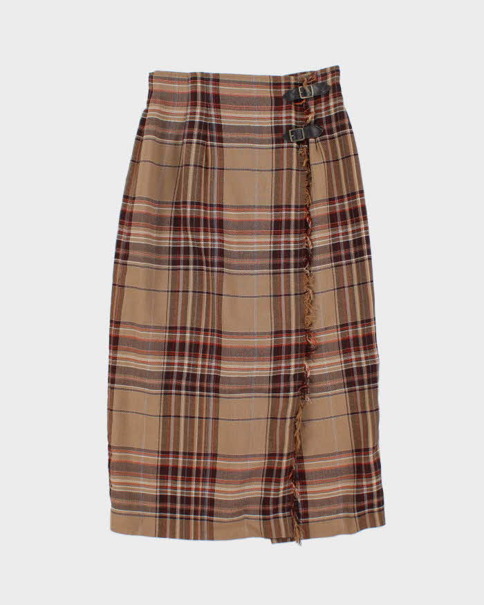 Vintage Buckle Check Wool Skirt - XS