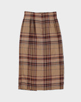 Vintage Buckle Check Wool Skirt - XS