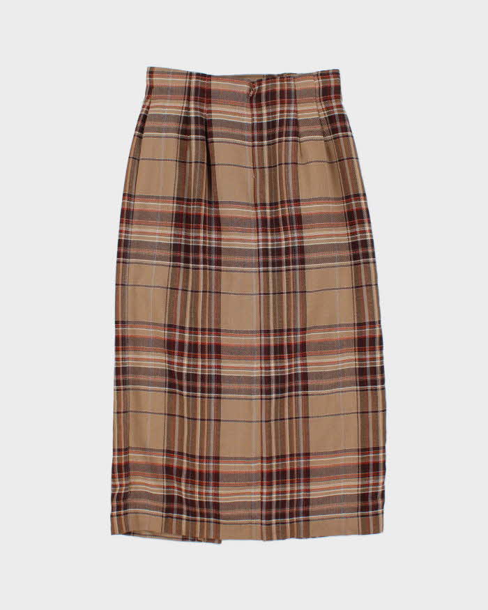 Vintage Buckle Check Wool Skirt - XS