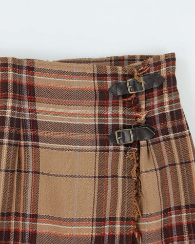 Vintage Buckle Check Wool Skirt - XS