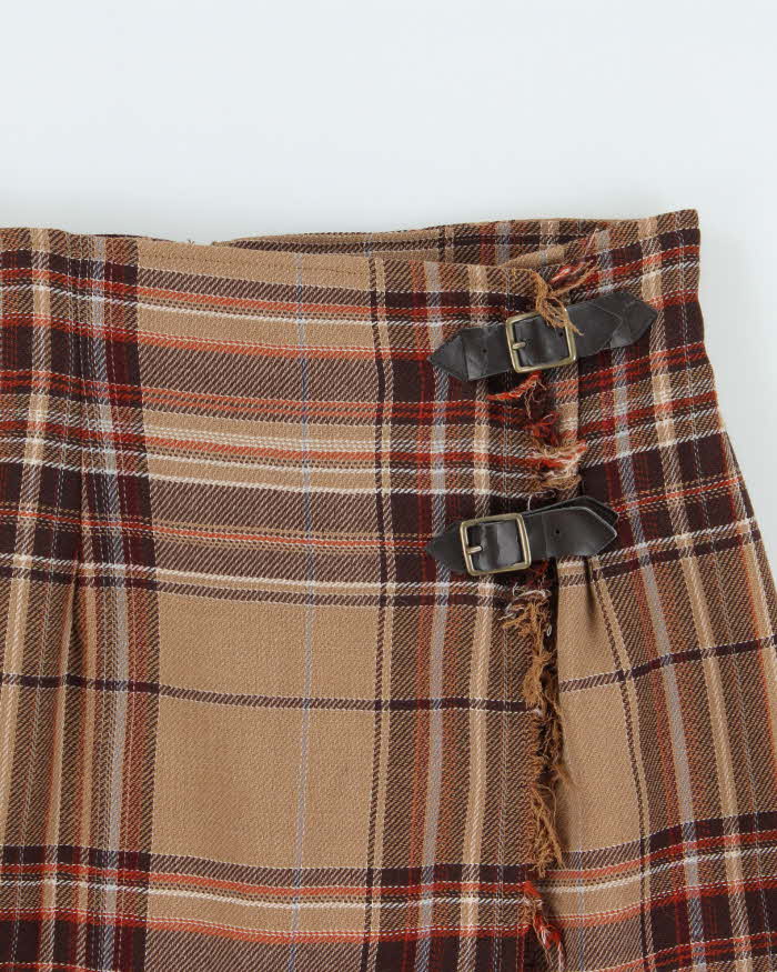 Vintage Buckle Check Wool Skirt - XS
